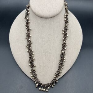 Dominique Cohen Faux Pearl Necklace Long Antiqued Copper Tone Cluster Bead Dom